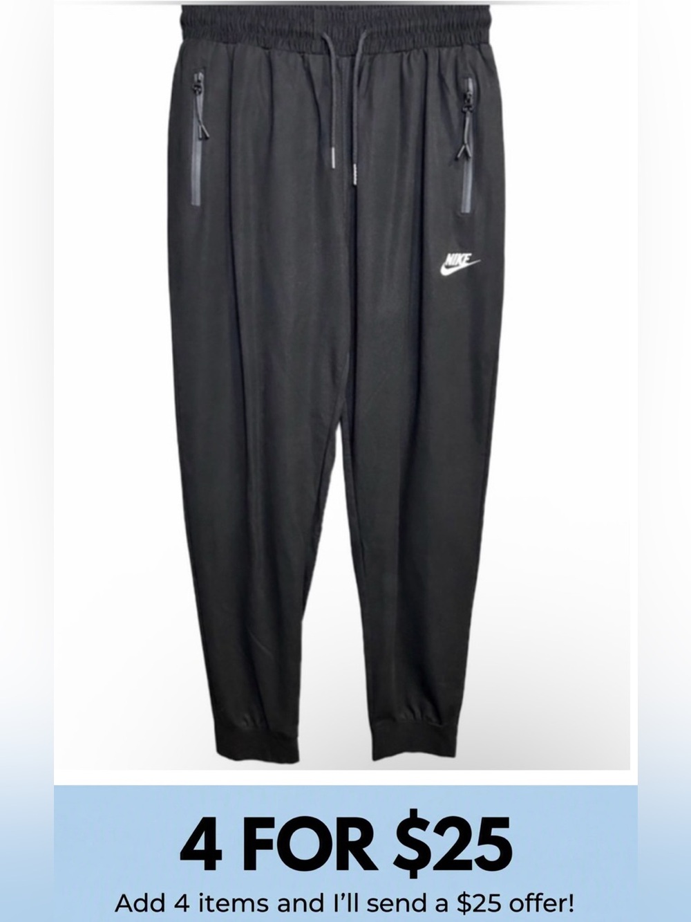 Nike Unisex Athletic Black Drawstring Waist Jogger Pants Size Medium